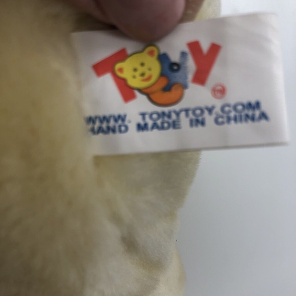 Tonytoy Puli Teddy Bear Plush Stuffed Animal Light Yellow Cream Red Bow 10" TAG - Picture 10 of 12